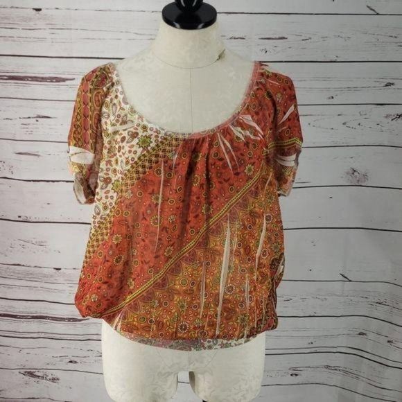 FANG Fall Floral Print Scoop Neck XL Blouse‎ - Picture 5 of 8
